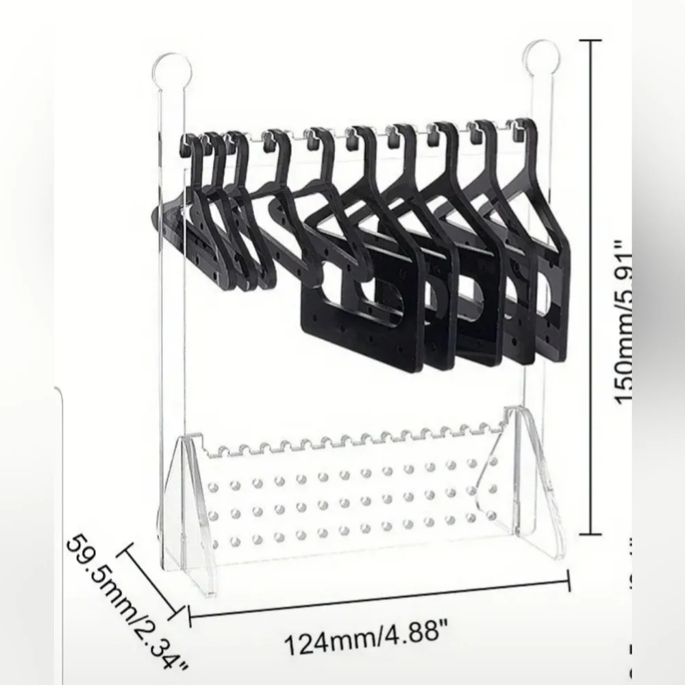 - Acrylic Black And Transparent Hanger Organizer For Jewelry. 8 Hangers